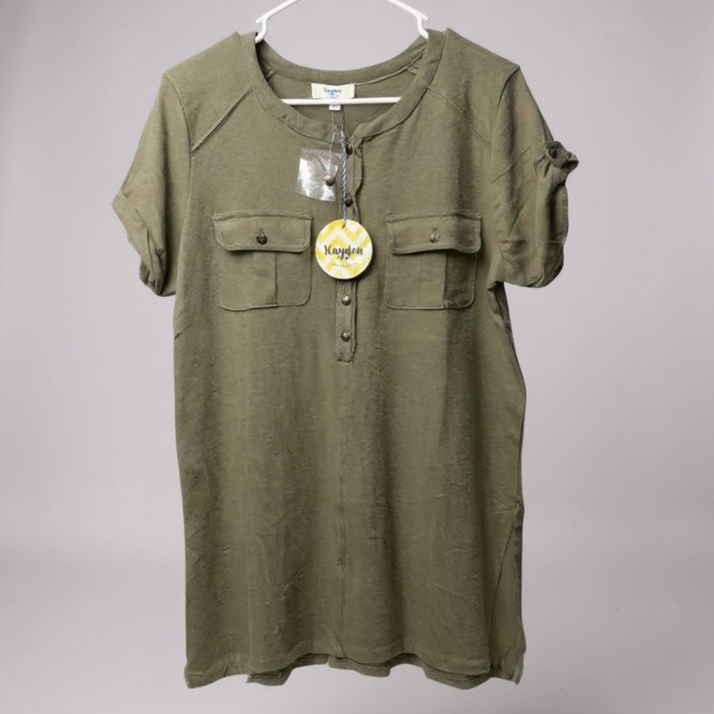 Hayden Women’s Olive Pocket‎ Oversized Dress Size M 
20”PTP. 32”L.